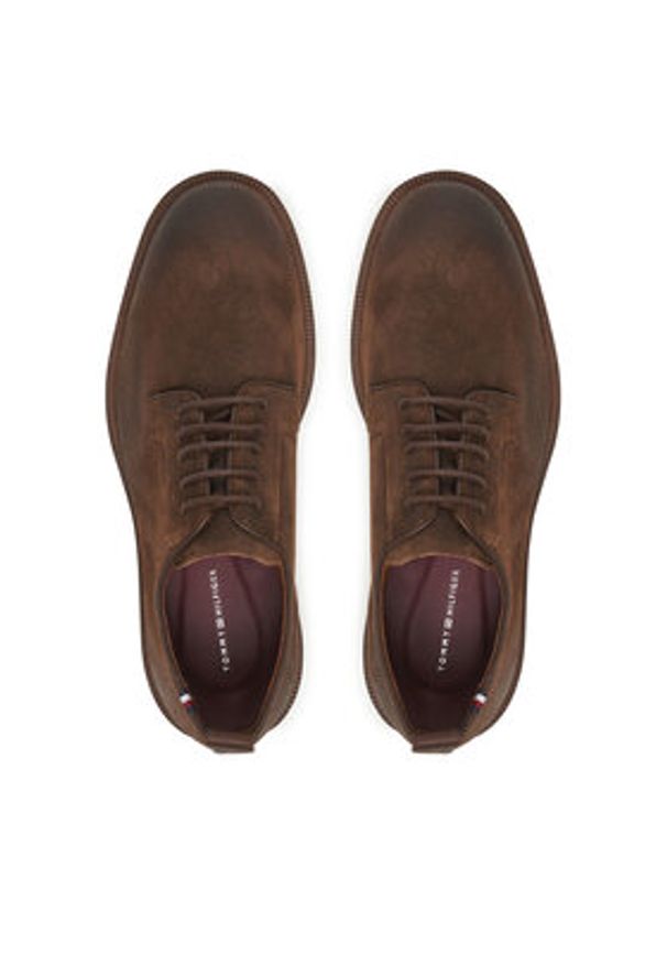 TOMMY HILFIGER - Tommy Hilfiger Półbuty Cleated Derby FM0FM05770 Brązowy. Kolor: brązowy. Materiał: skóra, zamsz