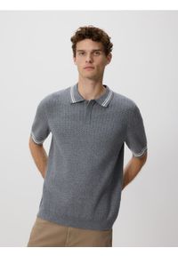 Reserved - Sweter polo z bawełną - ciemnoszary. Typ kołnierza: polo. Kolor: szary. Materiał: bawełna #1