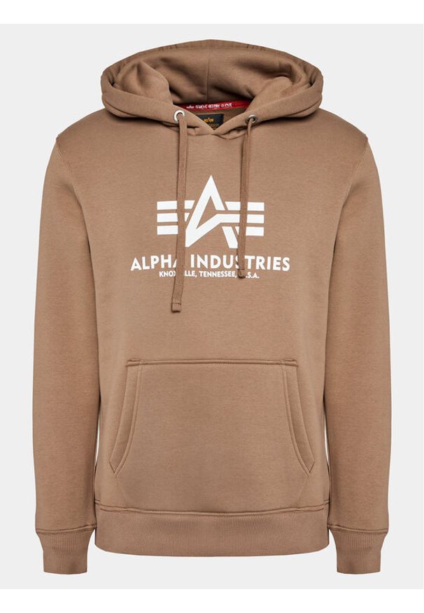 Alpha Industries Bluza Basic 178312 Brązowy Regular Fit. Kolor: brązowy. Materiał: bawełna