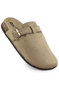 Big-Star - Klapki damskie zabudowane zamszowe beżowe Big Star SS274738. Okazja: na plażę, na co dzień. Kolor: beżowy. Materiał: nubuk, zamsz. Styl: casual #1