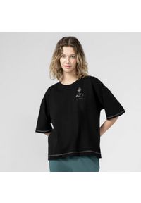 outhorn - T-shirt oversize z nadrukiem damski. Okazja: na co dzień. Materiał: bawełna, jersey. Wzór: nadruk. Styl: casual #8