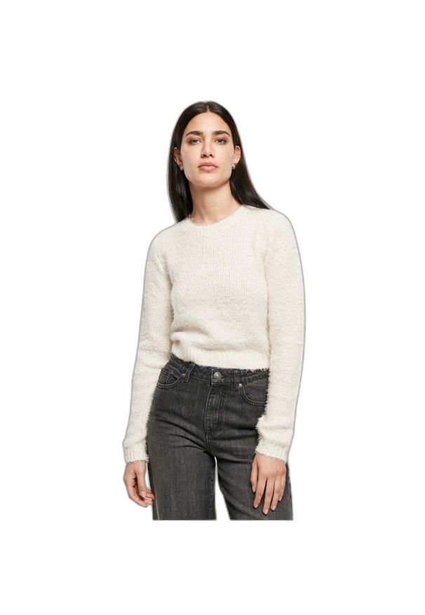 Damski krótki sweter Urban Classics Feather GT. Kolor: biały. Materiał: polar. Długość: krótkie. Sezon: zima