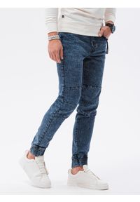 Ombre Clothing - Spodnie męskie jeansowe joggery P1056 - niebieskie - XXL. Kolor: niebieski. Materiał: jeans #7