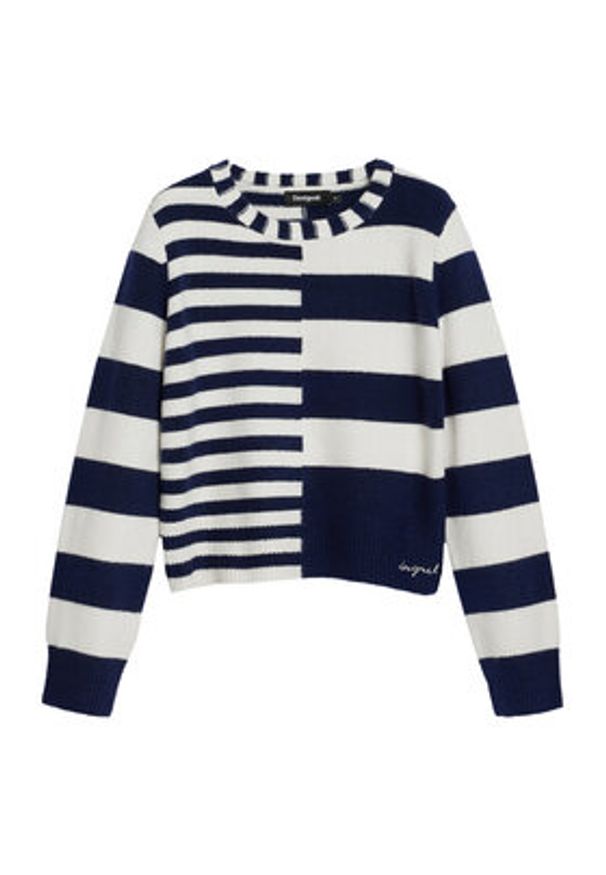 Desigual Sweter Malmoe 25WWJF17 Granatowy Regular Fit. Kolor: niebieski. Materiał: syntetyk