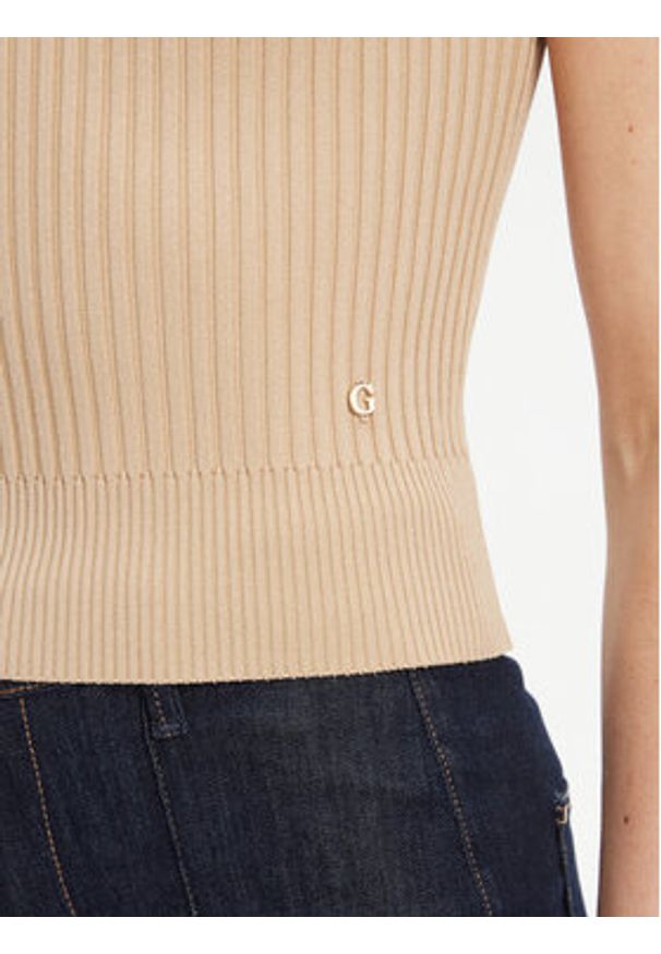 Guess Sweter W5YR04 Z0040 Beżowy Regular Fit. Kolor: beżowy. Materiał: syntetyk