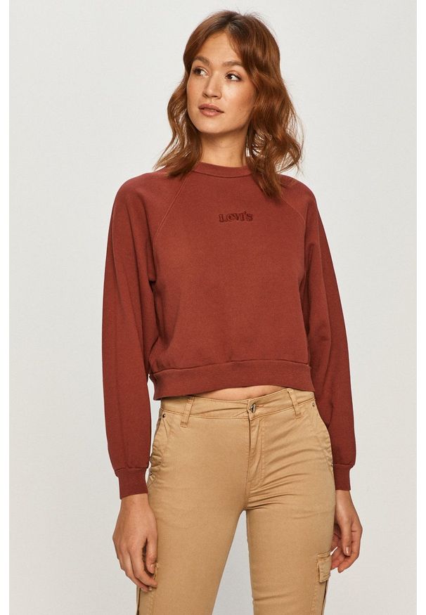 Levi's® - Levi's - Bluza. Okazja: na co dzień, na spotkanie biznesowe. Kolor: czerwony. Materiał: dzianina. Długość rękawa: długi rękaw. Długość: długie. Styl: casual, biznesowy