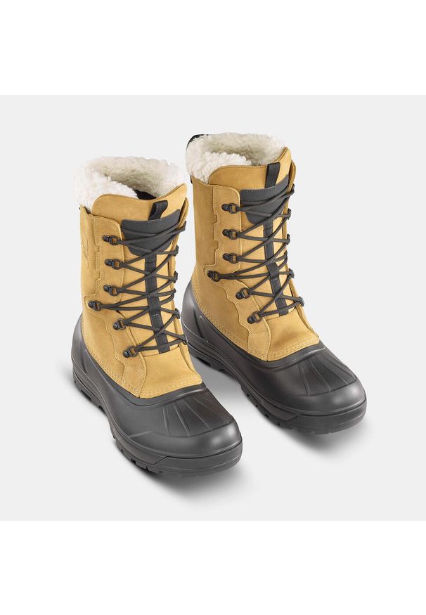 quechua - Śniegowce turystyczne męskie Quechua NH900 skóra. Zapięcie: sznurówki. Kolor: wielokolorowy, żółty, brązowy. Materiał: skóra. Szerokość cholewki: normalna. Sezon: zima. Sport: turystyka piesza