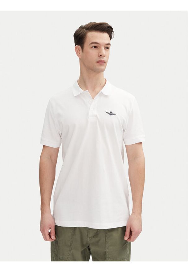 Aeronautica Militare Polo 251PO1843P191 Biały Regular Fit. Typ kołnierza: polo. Kolor: biały. Materiał: bawełna