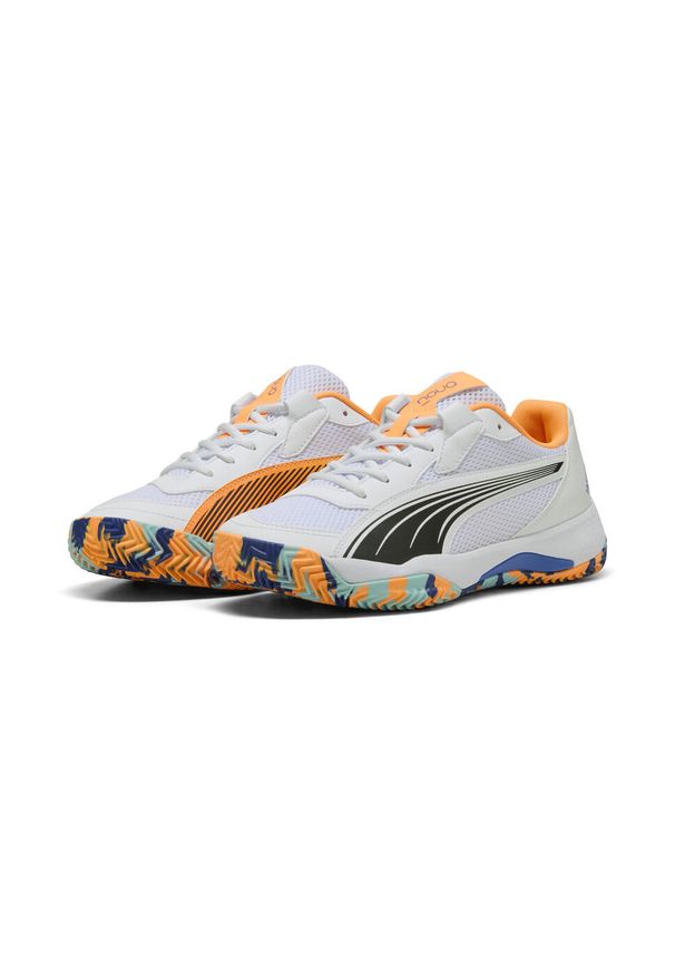 Puma - Buty do padla NOVA Court PUMA White Black Vivid Blue Heat Fire. Kolor: biały, wielokolorowy, niebieski, czarny