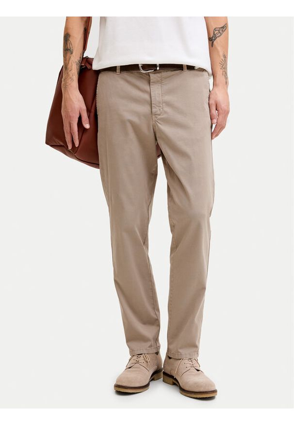Jack & Jones Chinosy Lie Vance 12292970 Beżowy Regular Fit. Kolor: beżowy. Materiał: bawełna