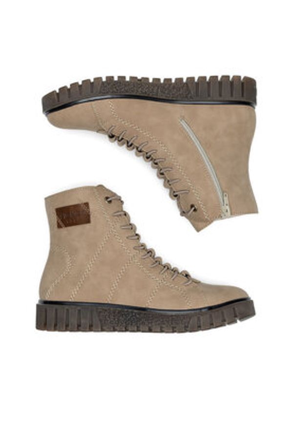 Rieker Trzewiki Y3421-20 Beżowy. Kolor: beżowy. Materiał: skóra