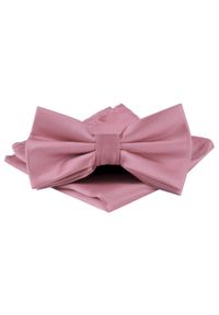 Mucha Męska w Zestawie z Poszetką - Alties - Róż Pudrowy. Kolor: różowy. Styl: elegancki, sportowy #1