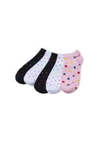 Pary tęczowych skarpetek w kropki Urban Classics (x5). Kolor: czarny, wielokolorowy, biały. Wzór: kropki #1