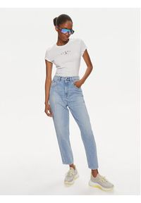Tommy Jeans T-Shirt Essential Logo DW0DW18140 Biały Slim Fit. Kolor: biały. Materiał: syntetyk #3