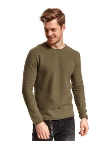 TOP SECRET - Cienki sweter strukturalny. Okazja: na co dzień. Kolor: zielony. Materiał: tkanina. Długość rękawa: długi rękaw. Długość: długie. Sezon: wiosna. Styl: casual #4