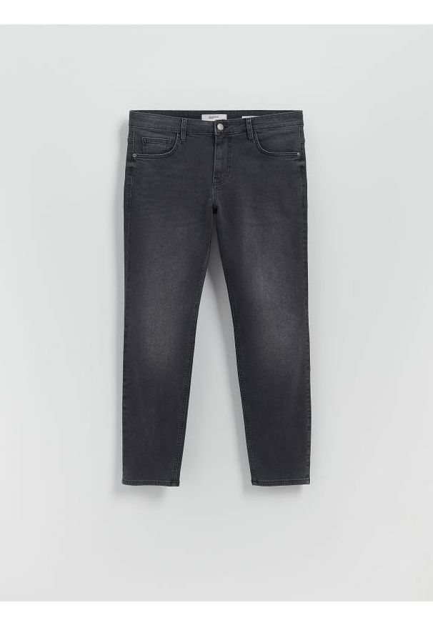 Reserved - Jeansy slim z efektem sprania - szary. Kolor: szary