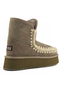 Mou - MOU Platform boot suede Śniegowce damskie. Kolor: szary. Materiał: materiał, wełna, zamsz. Szerokość cholewki: normalna. Sezon: zima. Obcas: na platformie #2