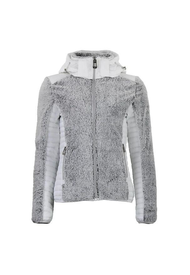 PEAK MOUNTAIN - Kurtka polarowa z kapturem, zapinana na zamek, dla kobiet Peak Mountain. Typ kołnierza: kaptur. Kolor: biały. Materiał: polar