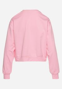 Born2be - Różowa Bawełniana Bluza Oversize o Krótszym Kroju Vesperana. Kolor: różowy. Materiał: bawełna. Długość: krótkie #6