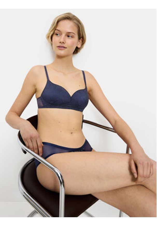 Triumph Biustonosz z fiszbiną Delightful Spotlight 10219875 Granatowy. Kolor: niebieski. Materiał: syntetyk
