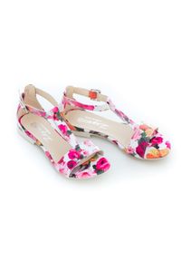 Zapato - sandałki z zakrytą piętą - skóra naturalna - model 373 - kolor różowe kwiaty (40). Okazja: na plażę. Kolor: różowy. Materiał: skóra. Wzór: kwiaty. Sezon: lato. Styl: klasyczny #3