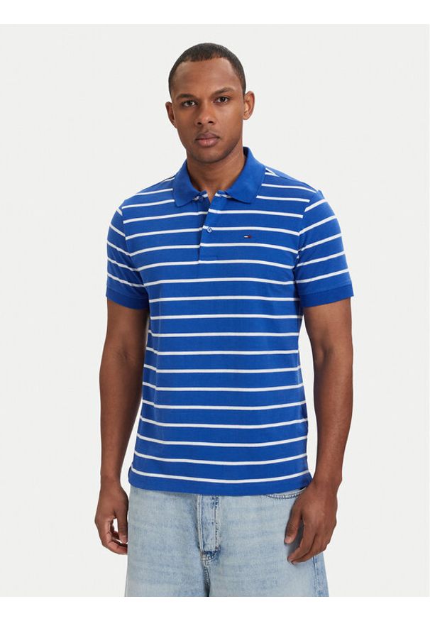 Tommy Jeans Polo DM0DM22708 Niebieski Regular Fit. Typ kołnierza: polo. Kolor: niebieski. Materiał: bawełna