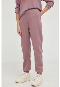 G-Star RAW - G-Star Raw spodnie dresowe damskie kolor fioletowy gładkie. Stan: podwyższony. Kolor: fioletowy. Materiał: dresówka. Wzór: gładki #1