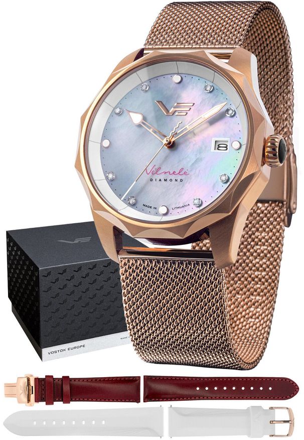 Zegarek damski Vostok Europe VS42-125B754BM różowe złoto. Kolor: różowy, złoty, wielokolorowy