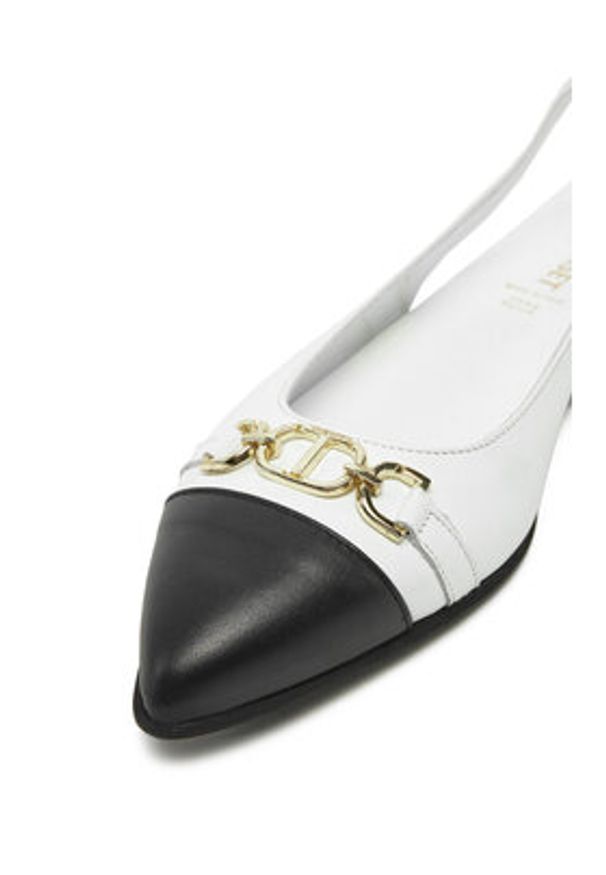 TwinSet - TWINSET Baleriny 251GCJ026 Biały. Kolor: biały. Materiał: skóra