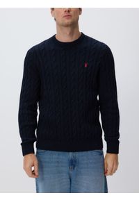 Reserved - Sweter ze świątecznym wzorem - granatowy. Kolor: niebieski. Materiał: dzianina, bawełna. Styl: wizytowy #1