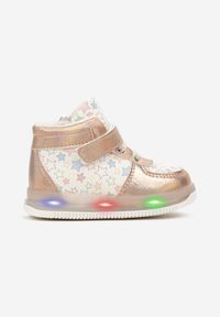 Born2be - Złote Płaskie Buty Sportowe Sneakersy ze Skórzaną Wkładką w Gwiazdki z Brokatem Jocelv. Okazja: na uczelnię, na co dzień. Kolor: złoty. Materiał: skóra. Wzór: aplikacja. Sezon: wiosna, jesień. Styl: sportowy
