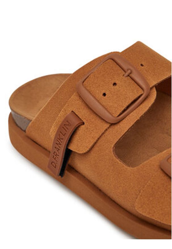 D.Franklin Klapki DFSH407001 Brązowy. Kolor: brązowy. Materiał: skóra, zamsz