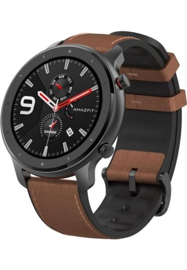 AMAZFIT - Smartwatch Amazfit GTR 47mm Czarno-brązowy (A1902-AL). Rodzaj zegarka: smartwatch. Kolor: brązowy, wielokolorowy, czarny