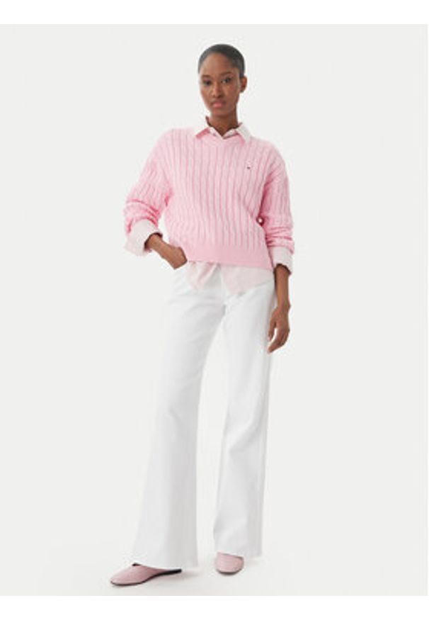 TOMMY HILFIGER - Tommy Hilfiger Sweter WW0WW48433 Różowy jasny Regular Fit. Kolor: różowy. Materiał: bawełna
