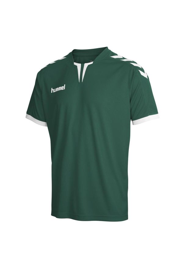 Koszulka piłkarska z krótkim rękawem męska Hummel Core SS Poly Jersey. Kolor: zielony. Materiał: jersey. Długość rękawa: krótki rękaw. Długość: krótkie. Sport: piłka nożna