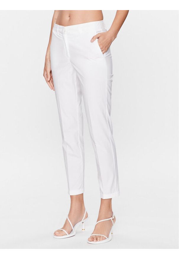 Marella Spodnie materiałowe Samuele 2331310532 Biały Slim Fit. Kolor: biały. Materiał: materiał, bawełna