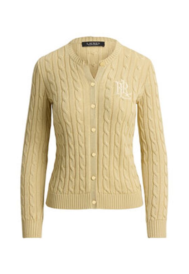 Lauren Ralph Lauren - LAUREN RALPH LAUREN Kardigan Cable 200P14040501 Beżowy Regular Fit. Kolor: beżowy. Materiał: bawełna