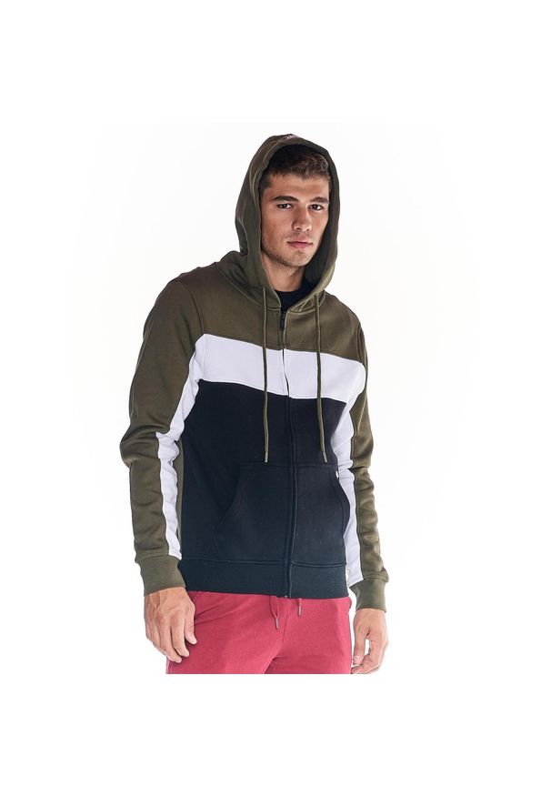 LEONE 1947 APPAREL - Męska bluza z kapturem i zamkiem błyskawicznym na całej długości Earth Tones. Typ kołnierza: kaptur. Kolor: zielony. Materiał: tkanina. Sport: fitness