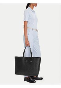 TOMMY HILFIGER - Tommy Hilfiger Torebka Th Icon Tote Mono AW0AW17687 Czarny. Kolor: czarny. Materiał: skórzane