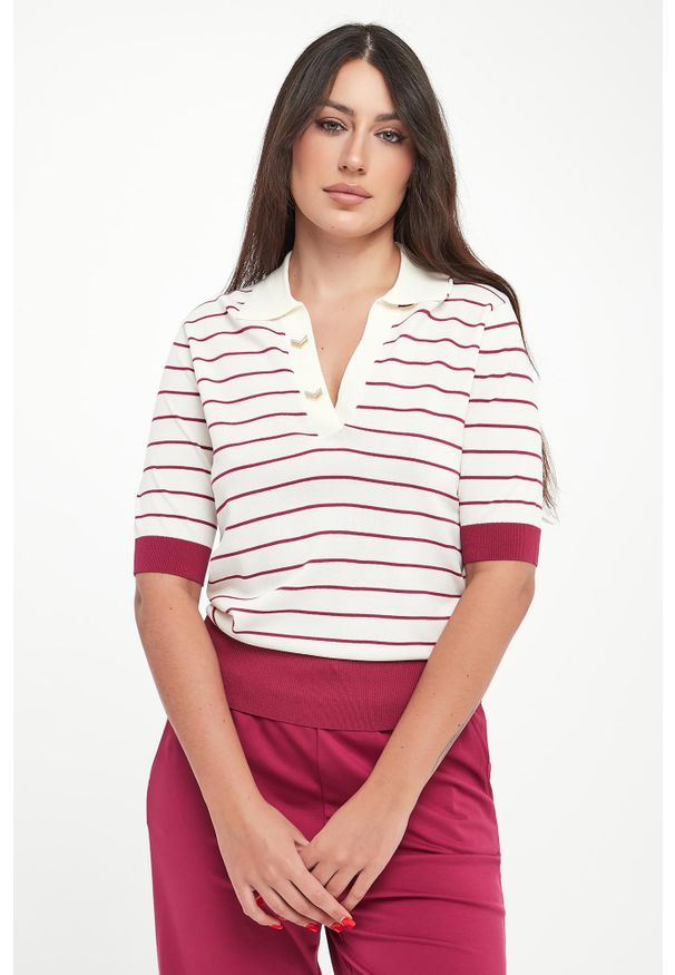 Liu Jo - Sweter damski w stylu polo LIU JO. Typ kołnierza: polo