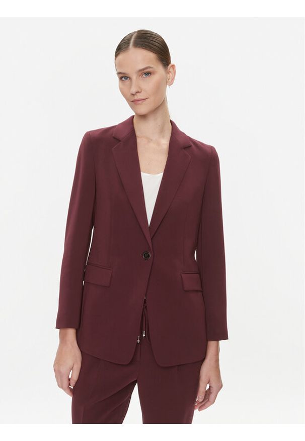 BOSS Marynarka Jocaluah 50490053 Bordowy Regular Fit. Kolor: czerwony. Materiał: wiskoza