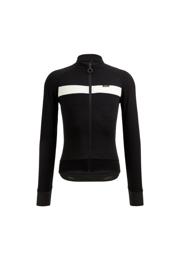 SANTINI - Bluza rowerowa męska Santini Adapt Wool Thermal Jersey. Kolor: czarny. Materiał: jersey. Sport: kolarstwo