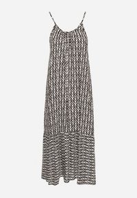 Born2be - Czarna Bawełniana Sukienka Rozkloszowana z Geometrycznym Wzorem Niladora. Okazja: na co dzień. Kolor: czarny. Materiał: bawełna. Długość rękawa: na ramiączkach. Wzór: geometria. Sezon: lato. Styl: casual #7