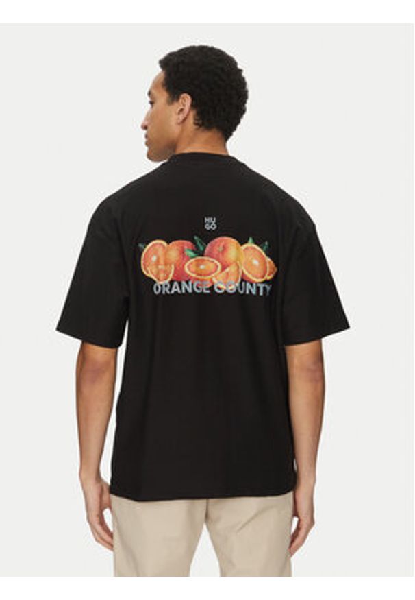 Hugo - HUGO T-Shirt Dartiee 50537576 Czarny Oversize. Kolor: czarny. Materiał: bawełna