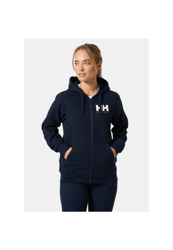 Damska rozpinana bluza z kapturem z logo Helly Hansen 2.0. Typ kołnierza: kaptur. Kolor: niebieski. Materiał: jersey