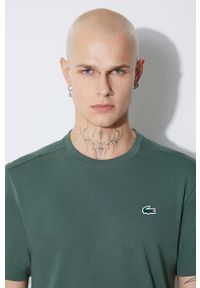 Lacoste t-shirt męski kolor zielony gładki. Kolor: zielony. Materiał: dzianina. Wzór: gładki #3