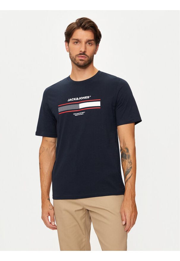 Jack & Jones - Jack&Jones T-Shirt South 12256784 Niebieski Standard Fit. Kolor: niebieski. Materiał: bawełna