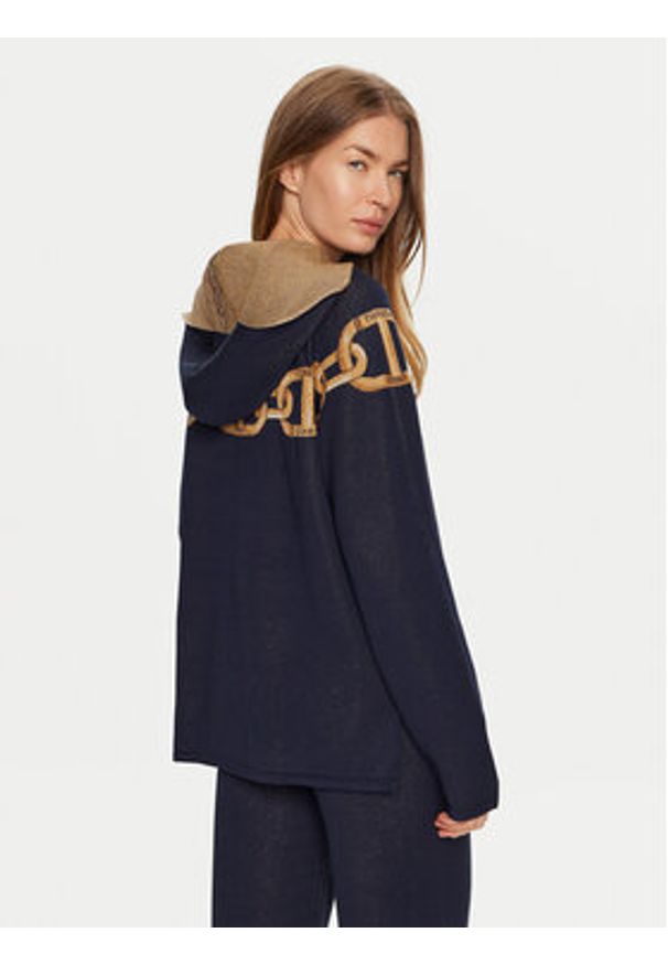 TwinSet - TWINSET Sweter 241TP3520 Granatowy Loose Fit. Kolor: niebieski. Materiał: wiskoza