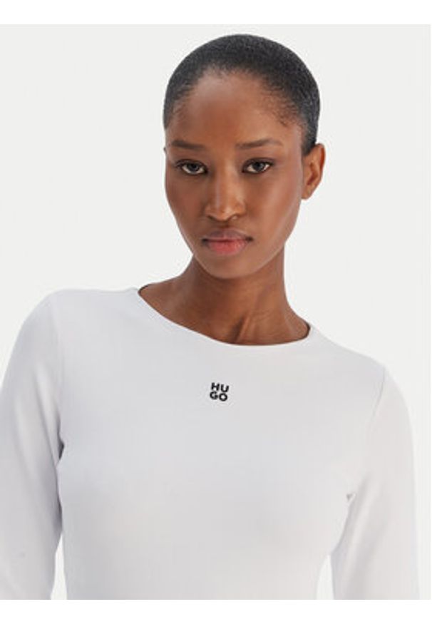 Hugo - HUGO Bluzka Dasiia 50545208 Biały Slim Fit. Kolor: biały. Materiał: syntetyk