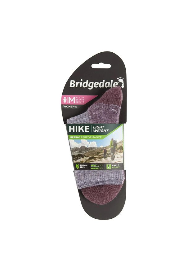 BRIDGEDALE - Skarpety do trekkingu damskie Bridgedale HIKE LW END AN ORI LD. Kolor: fioletowy. Materiał: elastan, wełna, lycra, nylon, poliamid. Sport: outdoor, turystyka piesza